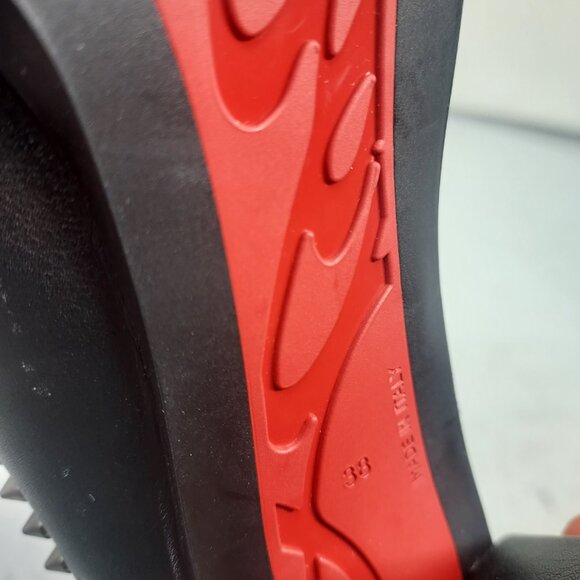 Christian Louboutin Black Out Line Stud Spike Lug Heel Leather Boot - Picture 4 of 11